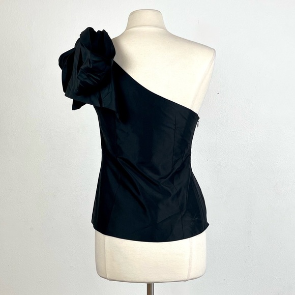 RAFAEL CENNAMO 100% Silk One Shoulder Blk top SZ 6. Couture, High Fashion Item. - Picture 7 of 13